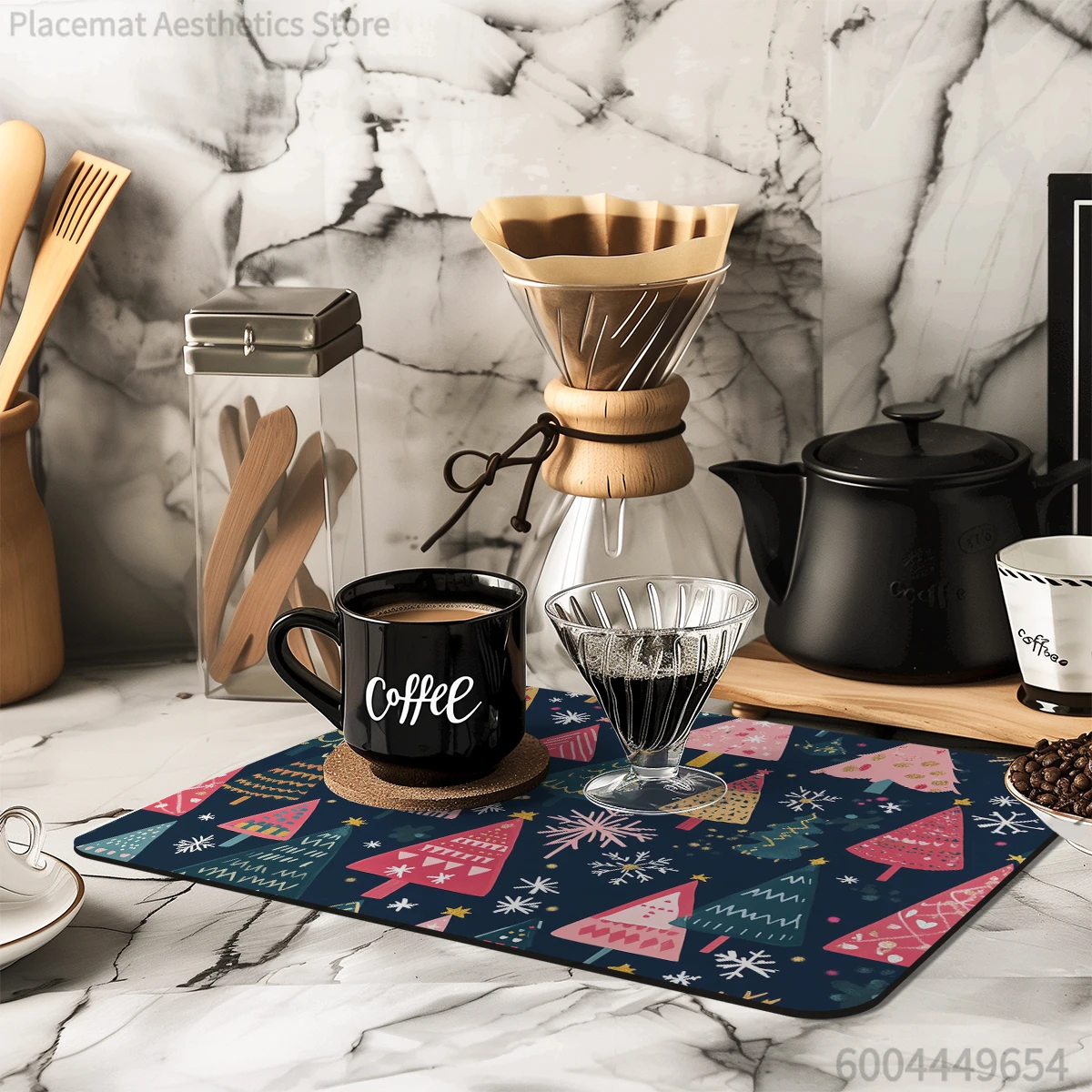 Kitchen Absorbent Drying Mat Christmas Cartoon Christmas Tree Kitchen Table Decoration & Accessories Color Pattern Tables Mats