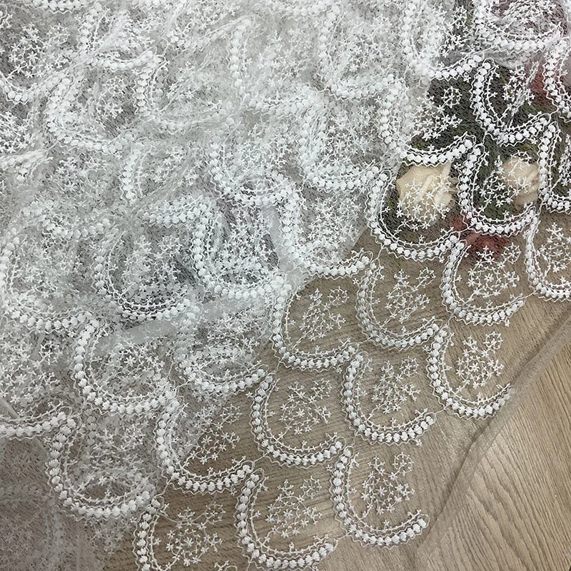 

Super beautiful organza cotton embroidered lace fabric for wedding dresses, women's clothing, skirts, curtains,garment fabrics
