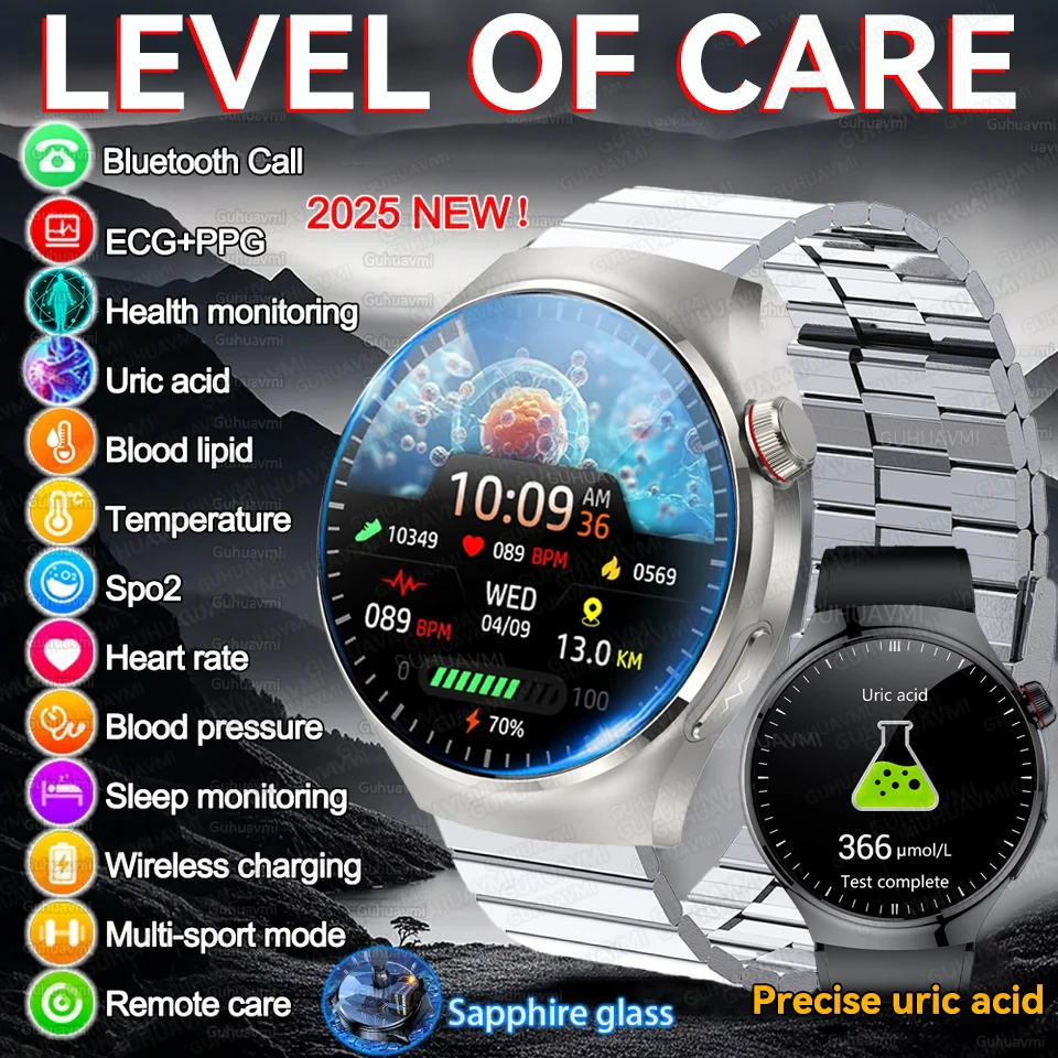 

2025 Nursing Grade Outdoor Health Sport SmartWatch Men 1.43“HD AMOLED Screen ECG physical examination BT5.0 Call smart Bracelet