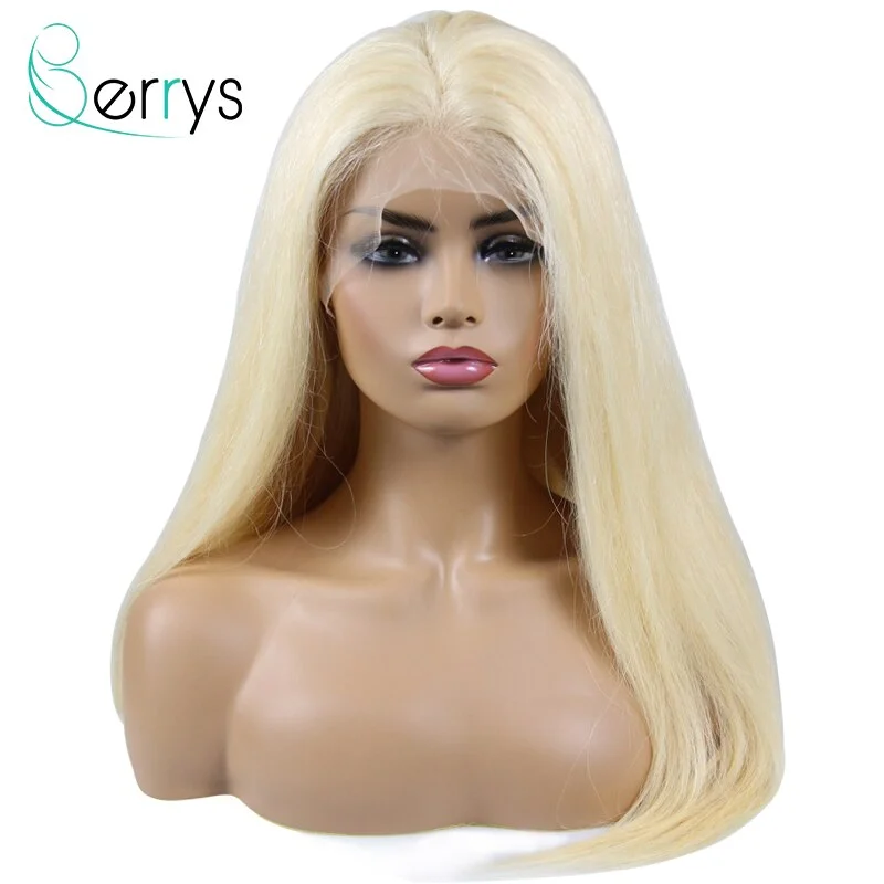 

Brazilian Human Hair 13x4 Lace Frontal Wigs 613 Straight Glueless Pre Plucked Hairline Wigs 150 Density Blonde Virgin Hair Wigs