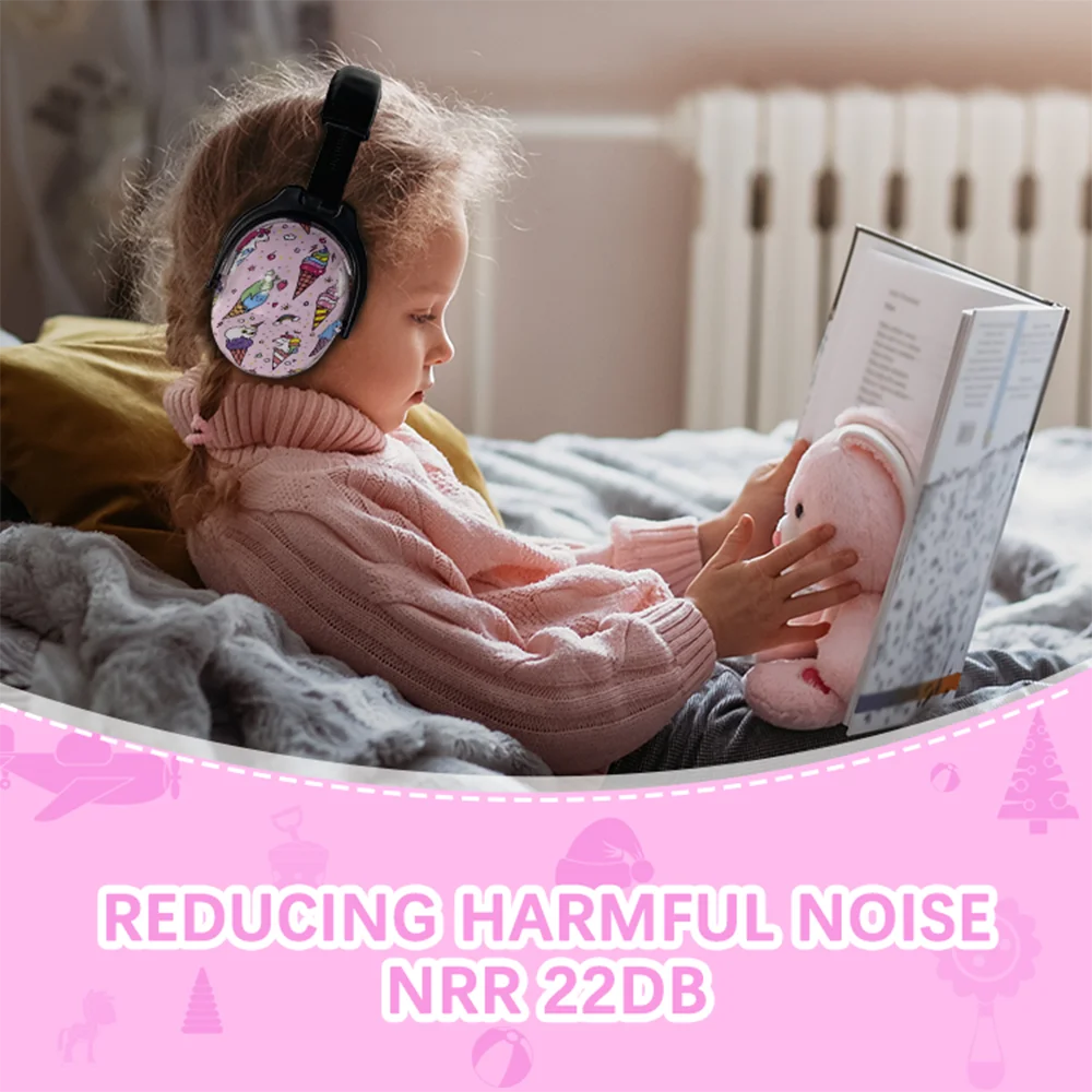 ZOHAN Kids Earmuff Noise Reduction Earmuffs Headset Hearing Protection Defender For Children Toddlers Hearing Safety Ice Cream