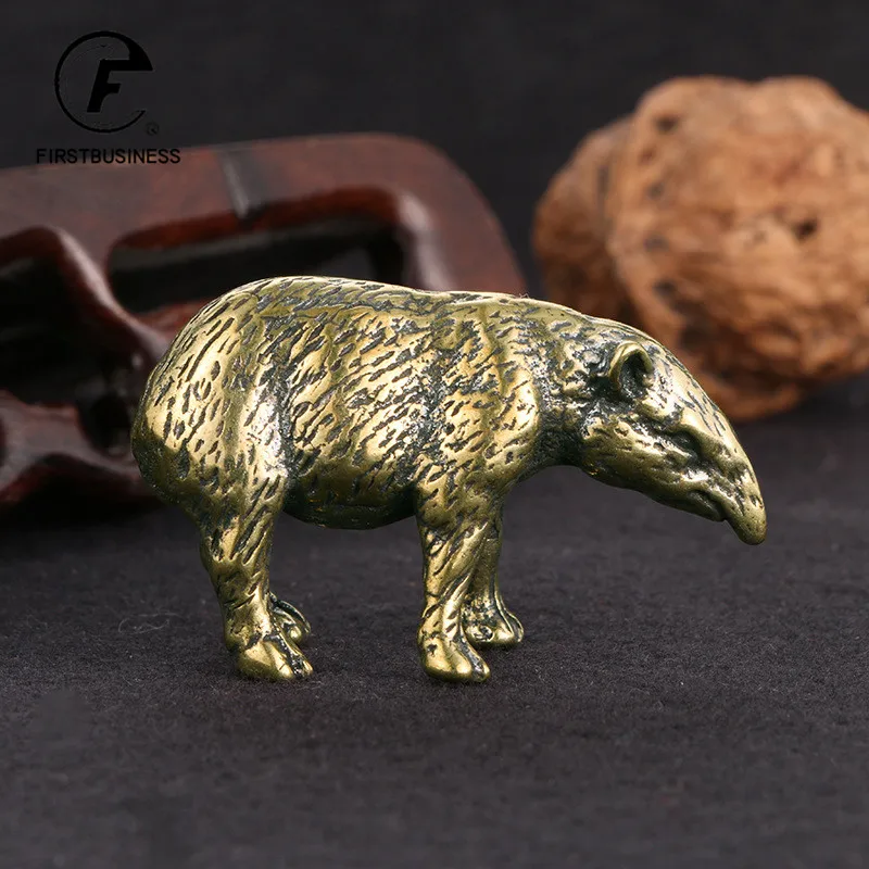 Solid Brass Sharp Mouth Beast Figurine Miniature Desktop Ornaments Small Animal Statue Tea Pet Home Decoration Crafts Collection