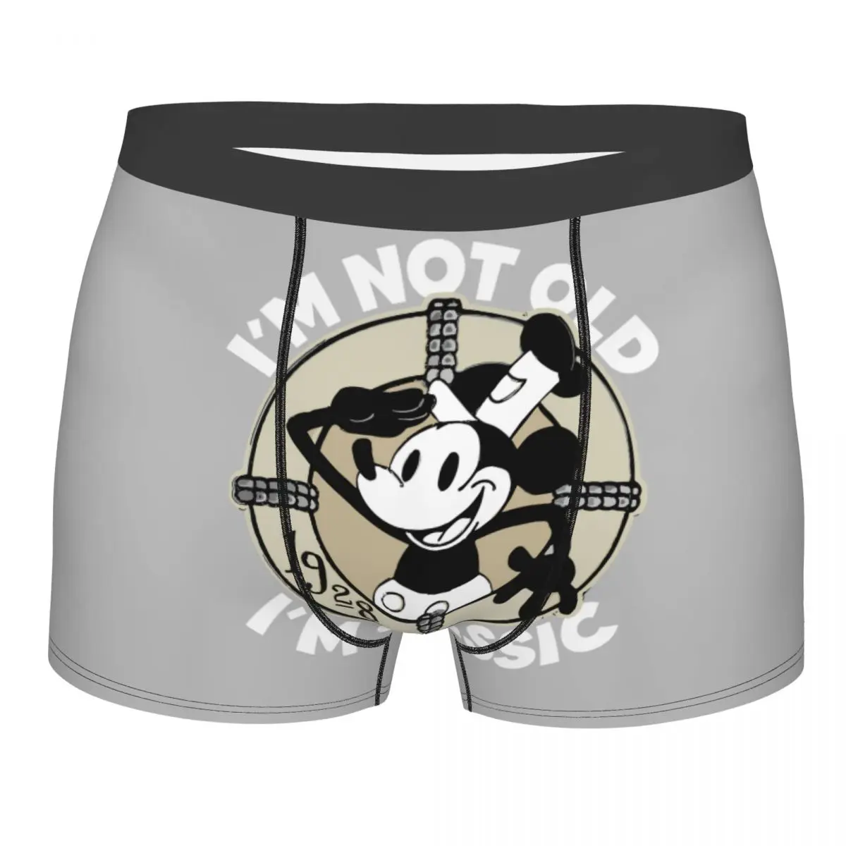 Custom Male Cool Mickey Mouse Steamboat Willie Underwear Boxer Briefs Stretch Shorts Panties Underpants