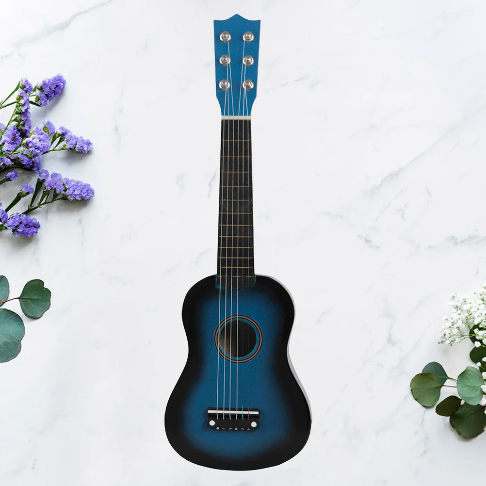 

21 Inch Guitar Vintage Style Acoustic Beginner Wooden Folk Blue 6-string Music Instrument Toddler