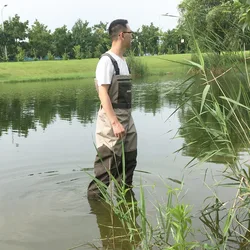 Waterproof Fishing Waders Outdoor Hunting Fly Fishing Wading Clothes Chest Overalls with Soft Neoprene Rubber Socks Trousers