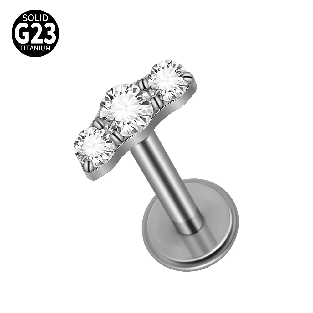 G23 Titanium Clear CZ Gem Labret & Lip Stud