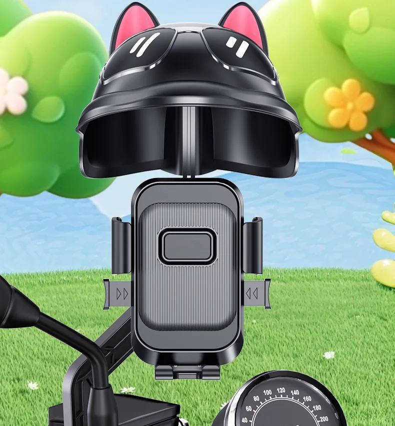 Cute Electric Bike Phone Holder Shockproof Rainproof Navigation Mount for Motorcycle Bicycle Delivery Rider
