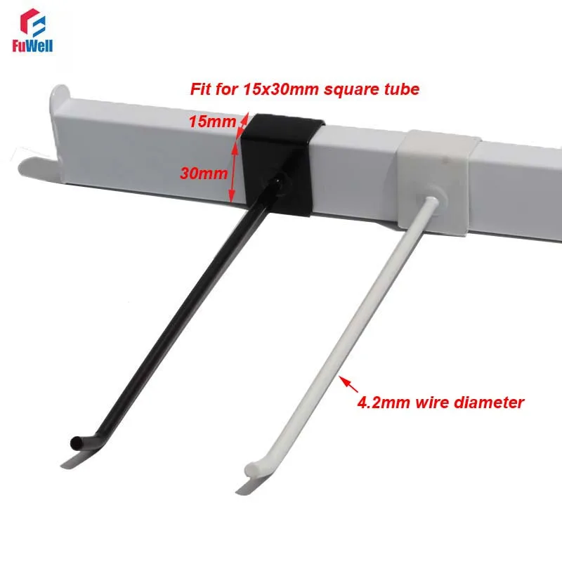 FuWell 4.2mm Wire Diameter Square Tube White Black Silver Single-line Bayonet 1.5 Square Hook 5cm/10cm/15cm/20cm