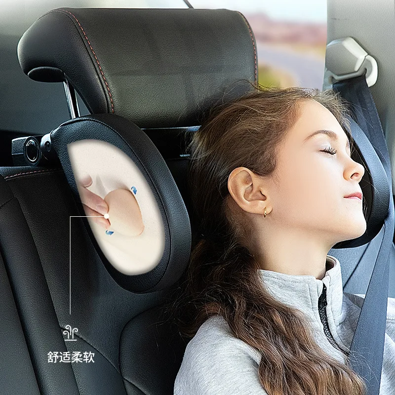 Skin-friendly A05 fabric auto pillow, hook-hung fixed car headrest, ergonomic relief cushion for long sitting driving time