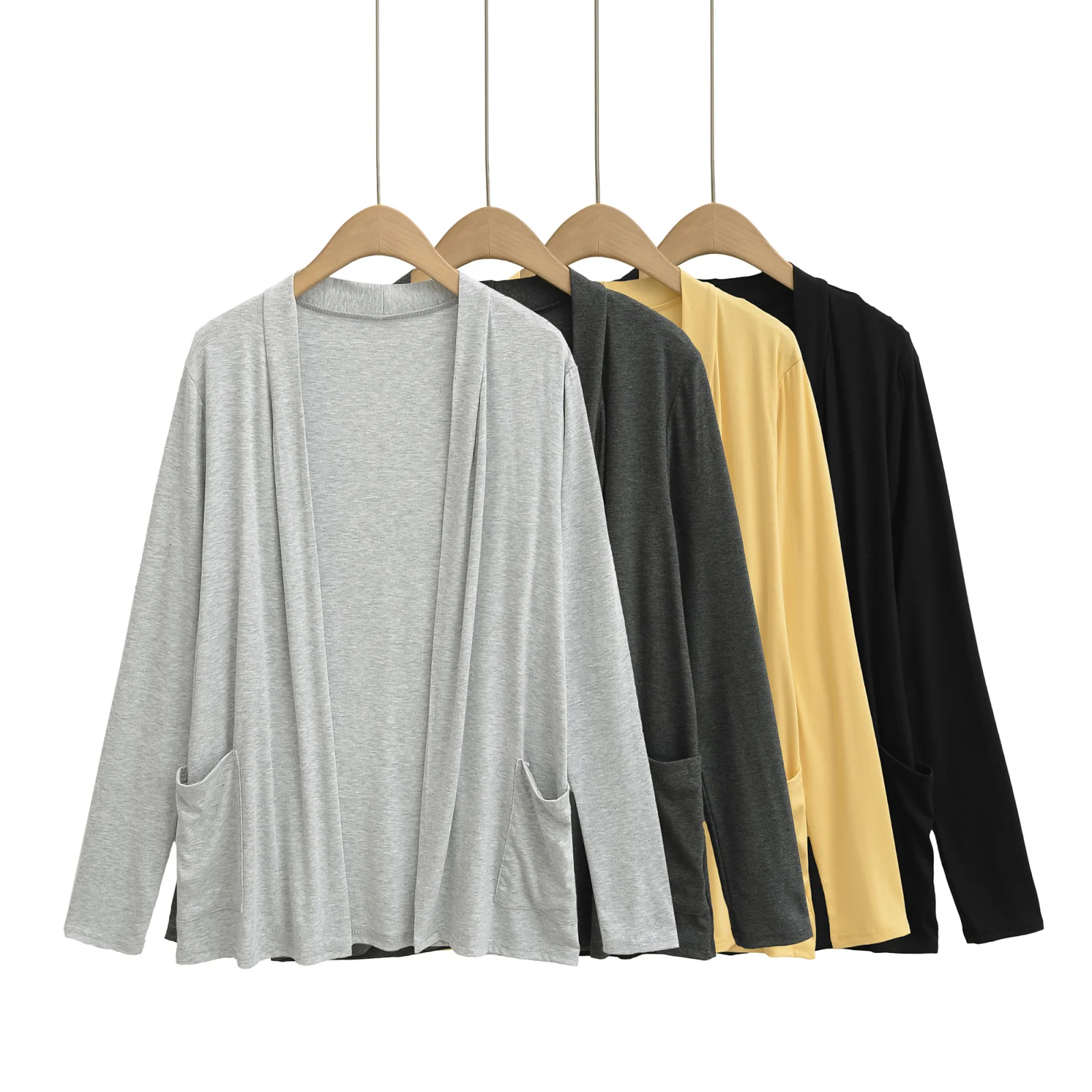 

Тонкий кардиган с защитой от солнца и боковыми карманами, свободного кроя, универсальная верхняя одежда для лета, модная женская одежда.