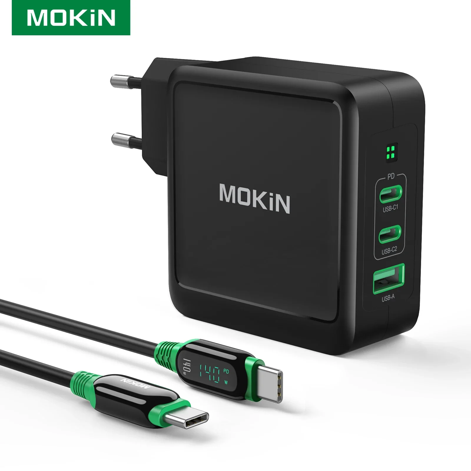 

Устройство для быстрой зарядки MOKiN GaN, 140 Вт, USB Type-C, PD 3,1