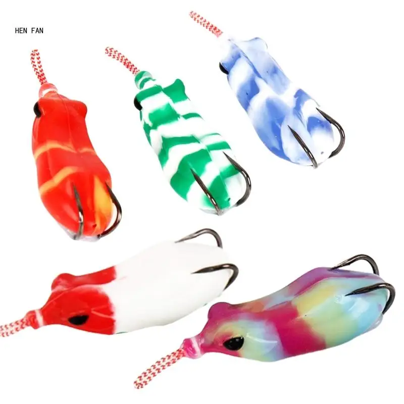 

Ray Frogs Crankbait Lures Topwater Frogs Lures Set Fishing Lures with Double Hook Trout Swimbait Soft Frogs Baits 5pcs M89D