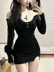 2023 Autumn Sweet Elegant Mini Dress Women Evening Party French Slim Dress Office Lady Casual Outwaer Dress Korean Fashion