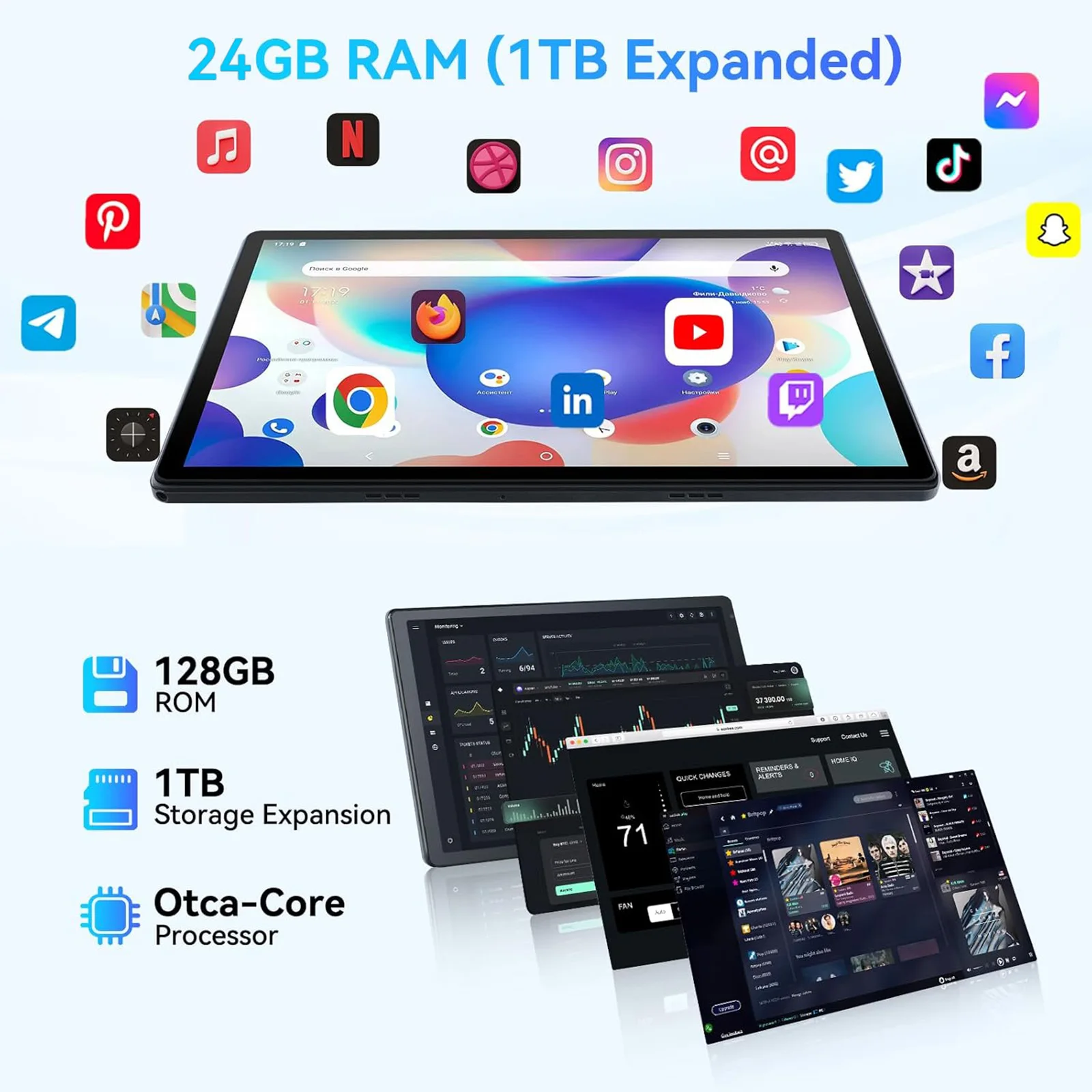 URAO C109 10 pouces tablette Android 15 tablette PC 24GB RAM 128GB ROM 1TB étendre le processeur octa-core Widevine L1 double caméra BT WiFi
