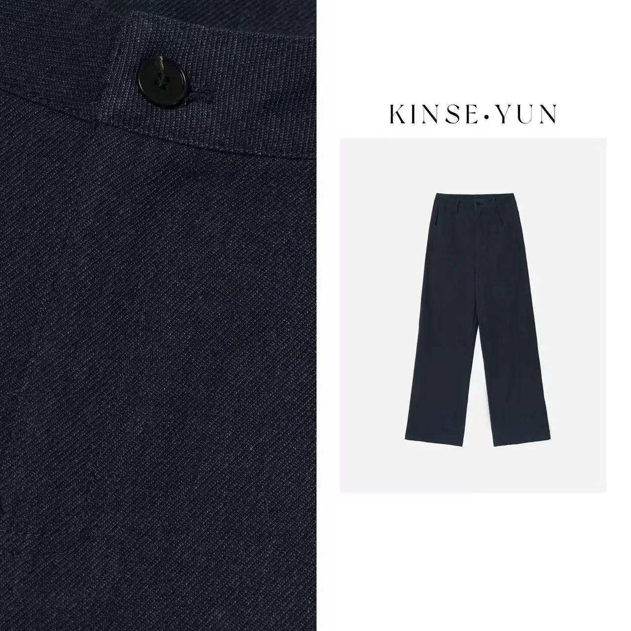 

KINSEYUN High Waist Straight Leg Trousers Lenzing Mixed Fabric Drapey Loose Fit Suit Pants Ele Women's Premium Quali