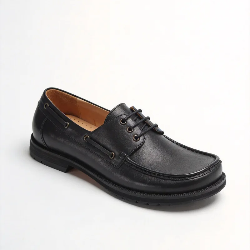 CLAIAMI Wide Version Handmade Men Shoes Retro Old Big Head Shallow Mouth Lace-up Loafers Derby Men Casual Leather Shoes for Men