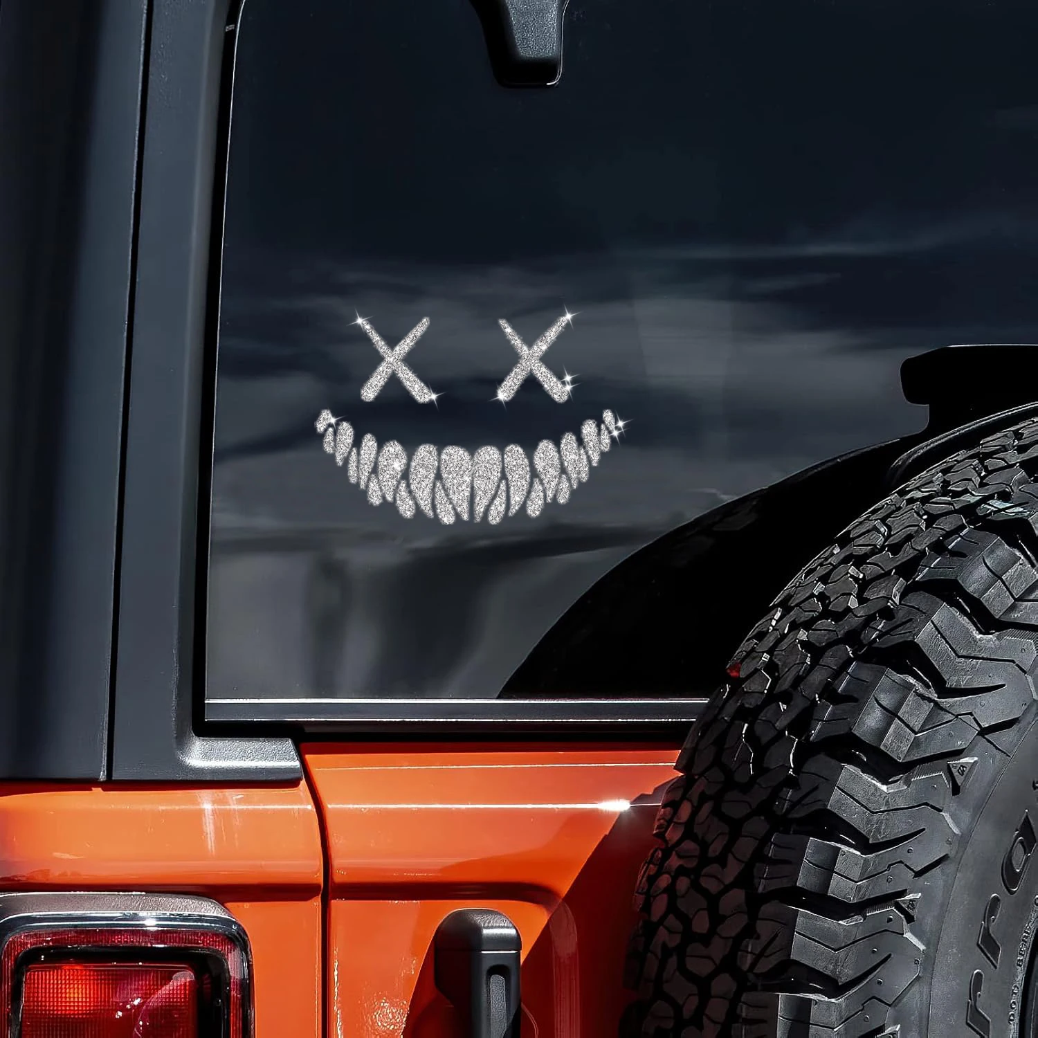 Flash Silver Stickers Demon Smile Car Decals Car Stickers
