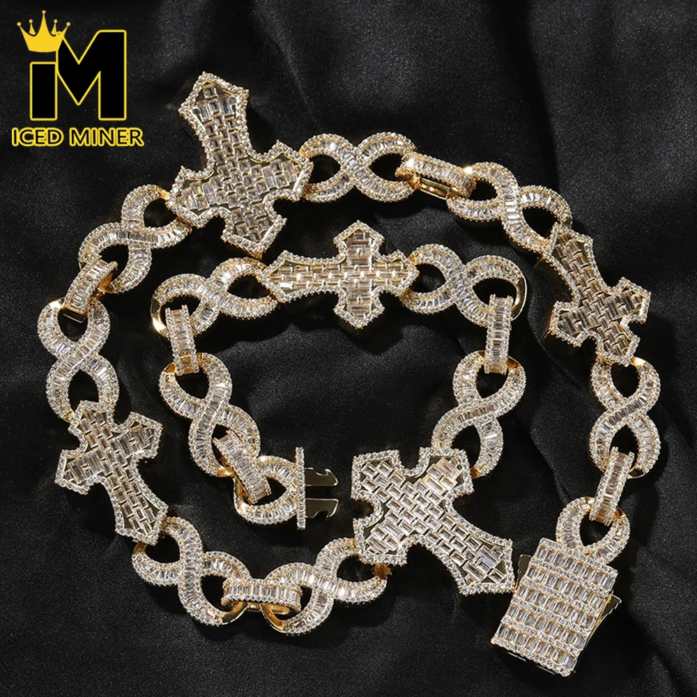 

Icedminer 20mm Full Baguettes Iced Out Cuban Link Chain Necklaces For Men Women Zircon Goth Hip Hop Jewelry Free Shipping