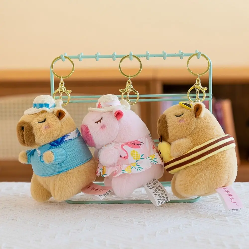 Plush Doll Cartoon Capybara Pendant Cartoon Funny Capybara Plush Keychain Cute 12cm Stuffed Plush Toys Key Ring Backpack Decor