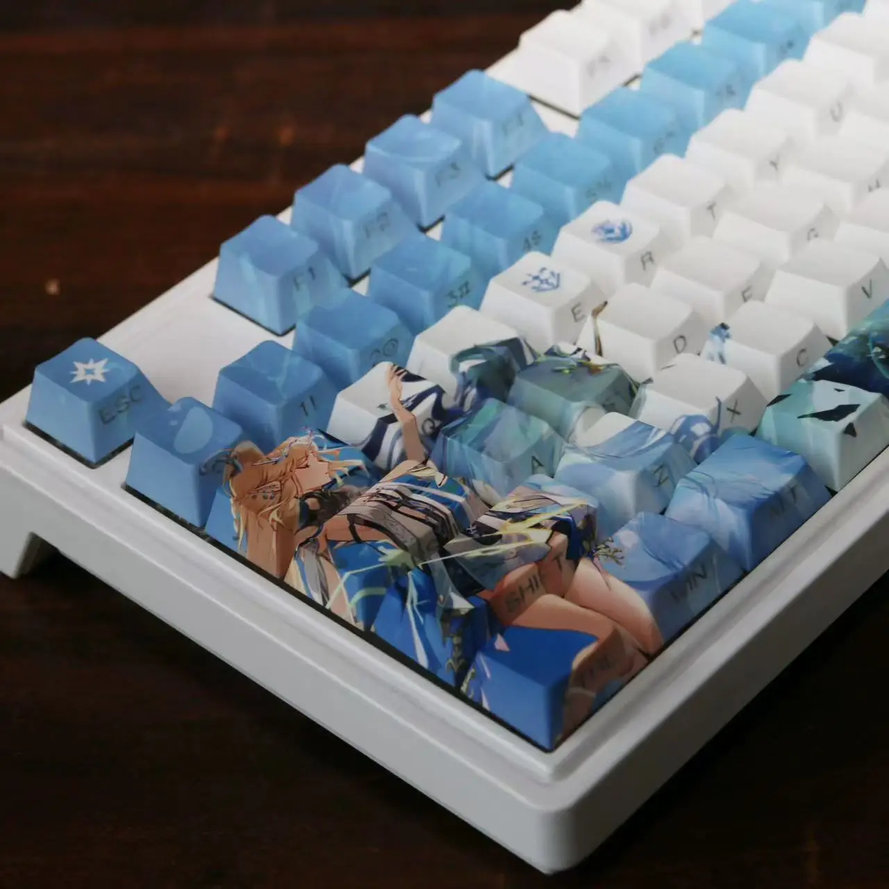 Klawisze Cartethyia Anime Keycap Wuthering Waves PBT DYE Sublimation Cherry Keycaps Cartoon Gaming Cartethyia Key Cap do klawiatur 104 108 — zdjęcie produktu 6