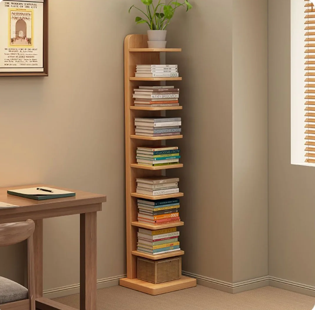 

Multi-layer solid wood bedside table ultra-narrow bookshelf simple household living room corner vertical bedside