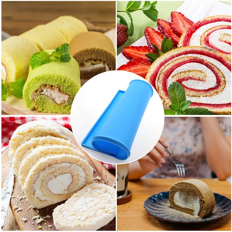 2pcs Swiss Roll Cake Silicone Tray Swiss Roll Cake Pan for baking Mat, Silicone Jelly Pan Nonstick Baking Rug Mat Silicone Mould