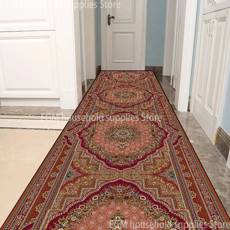 Persian Style Living Room Hall Carpet Long Hallway Corridor Rugs Non-slip Stairs Decor Runner Rug Kitchen Mat Size Customized