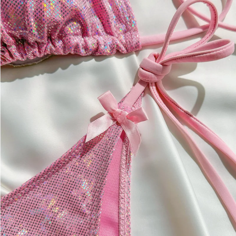 الترتر مثير البيكينيات 2026 النساء ملابس السباحة الإناث لملابس سباحة حريمي لباس سباحة البرازيلي مجموعة البكيني بحر بركة السباح