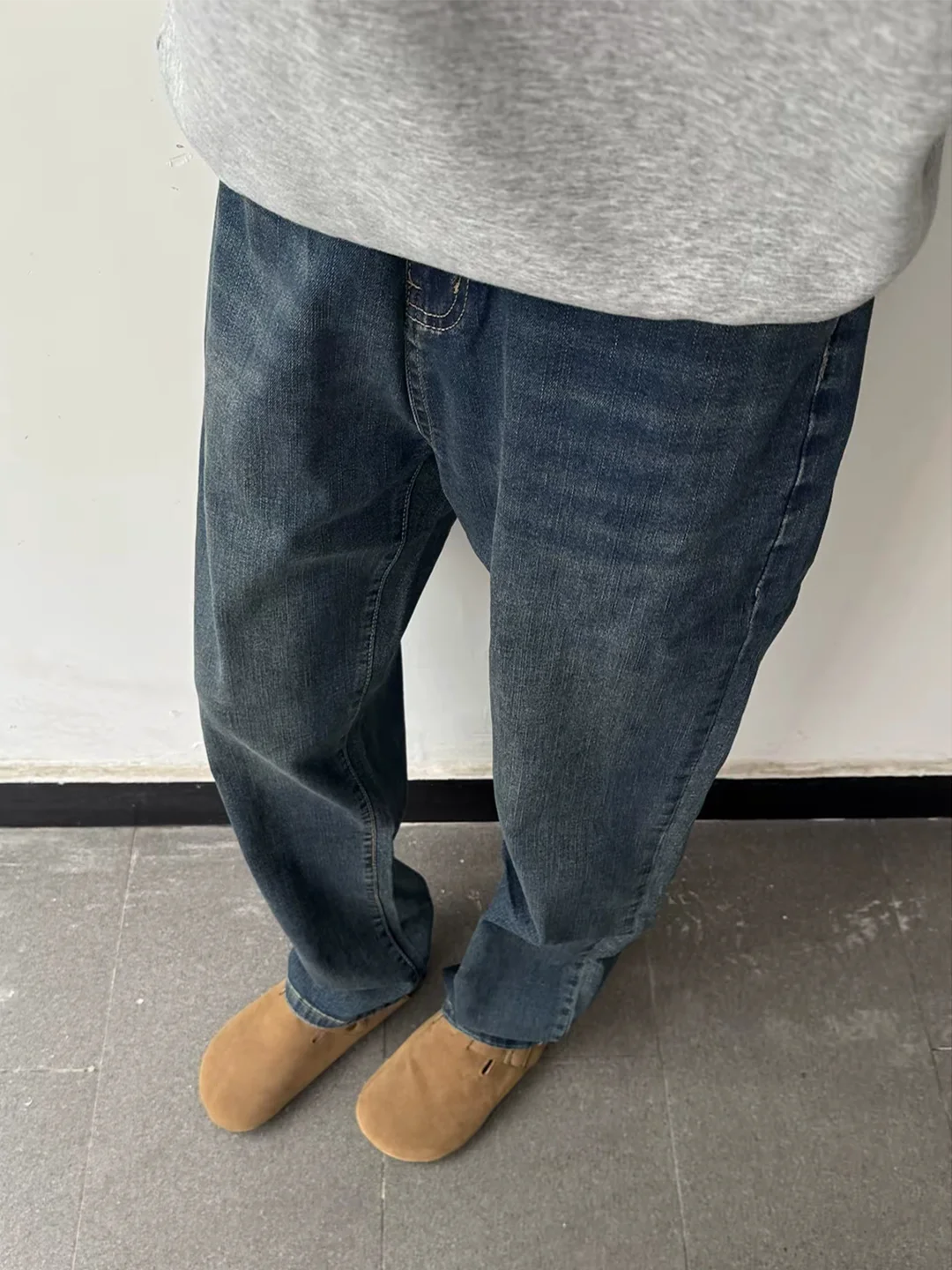 

American Retro Blue Men's Jeans Slim Straight Long Pants Cleanfit Slimming Micro Flared Pants Autumn Fashion Casual Wear