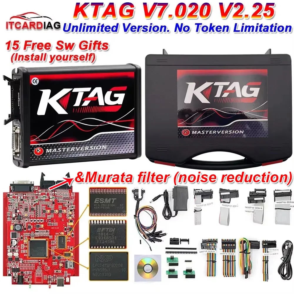 

Программатор Ktag ecu 2025 KTAG V7.020 V2.25 Красная печатная плата Красный Европейский программатор ЭБУ Неограниченное количество точек Сетевой онлайн KESS V5.017
