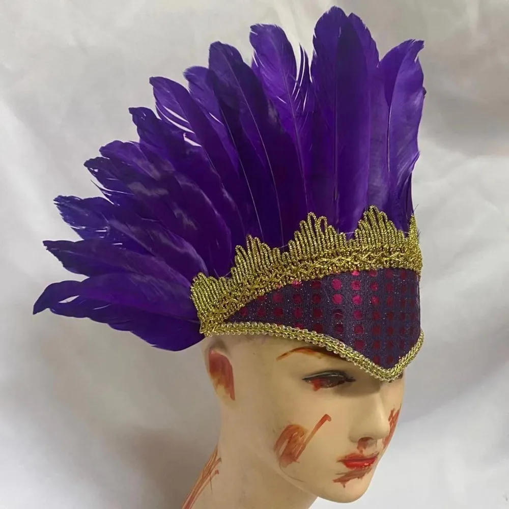 New Feather Feather Headdress Head-mounted Colorful Headwear Adjustable Chief Headdress Fancy Dress Party