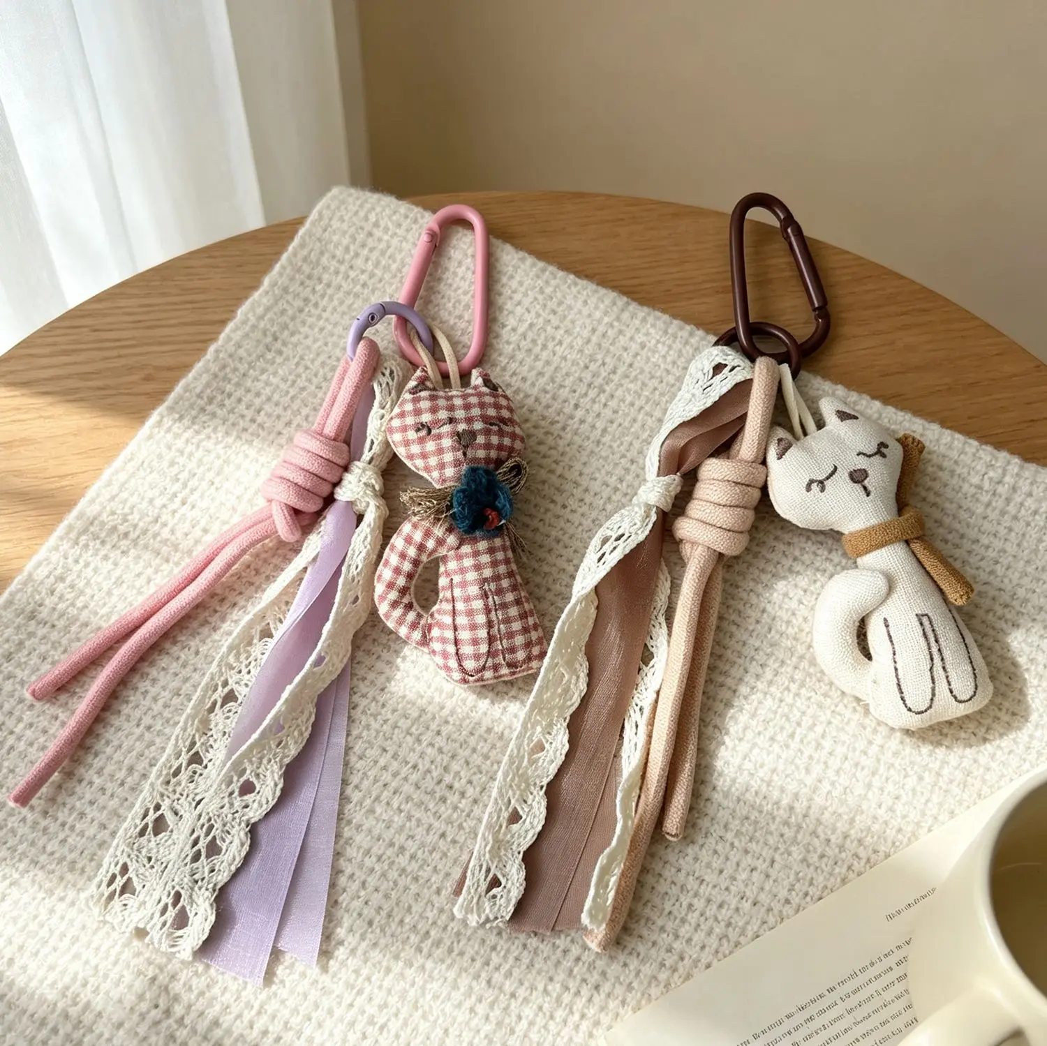 Fabric Kitty Pendant Keychain Bag Phone Charm Cute Adorable Versatile Portable Soft Sturdy Lightweight Premium Quality