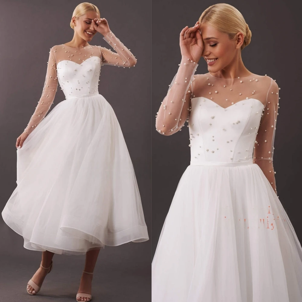 

Customized Luxury Tulle Sleeveless Evening Dress Delicate O-Neck Prom Dresses Temperament Pearls Special Occasion Gowns