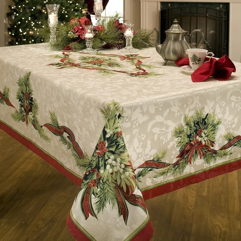 Christmas Waterproof Rectangular Tablecloth For Table Party Decoration Anti-stain Coffee Table Tablecloths Wedding Tables Decor