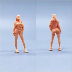 1/64 1/43 Figurines Scale Model Resin Duck Tongue Hat Girl Uncolored Miniatures Diorama Hand-painted V516