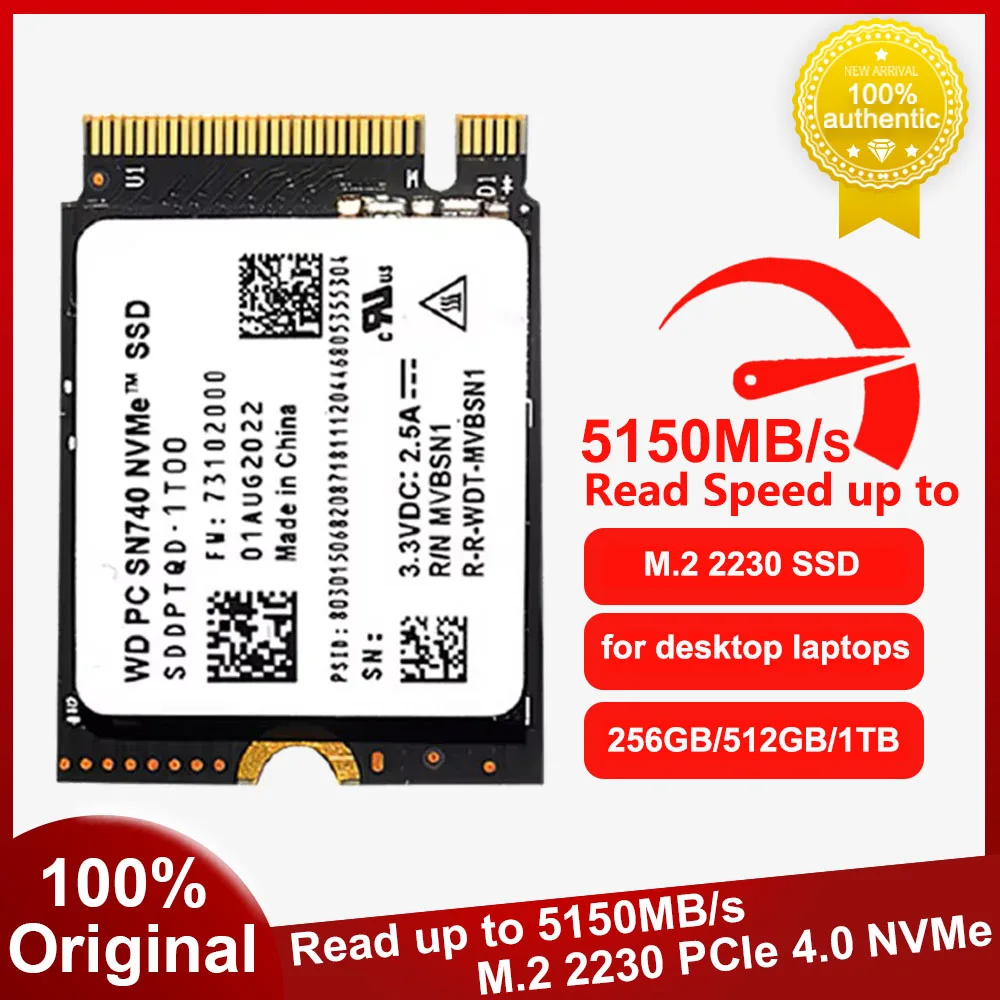 内蔵型SSD WD PC SN740 NVMe SSD 2TB M.2 2230 Western Digital WD PC SN740 NVME M.2 2230 SSD 1TB 2TB PCIe 4x4 For