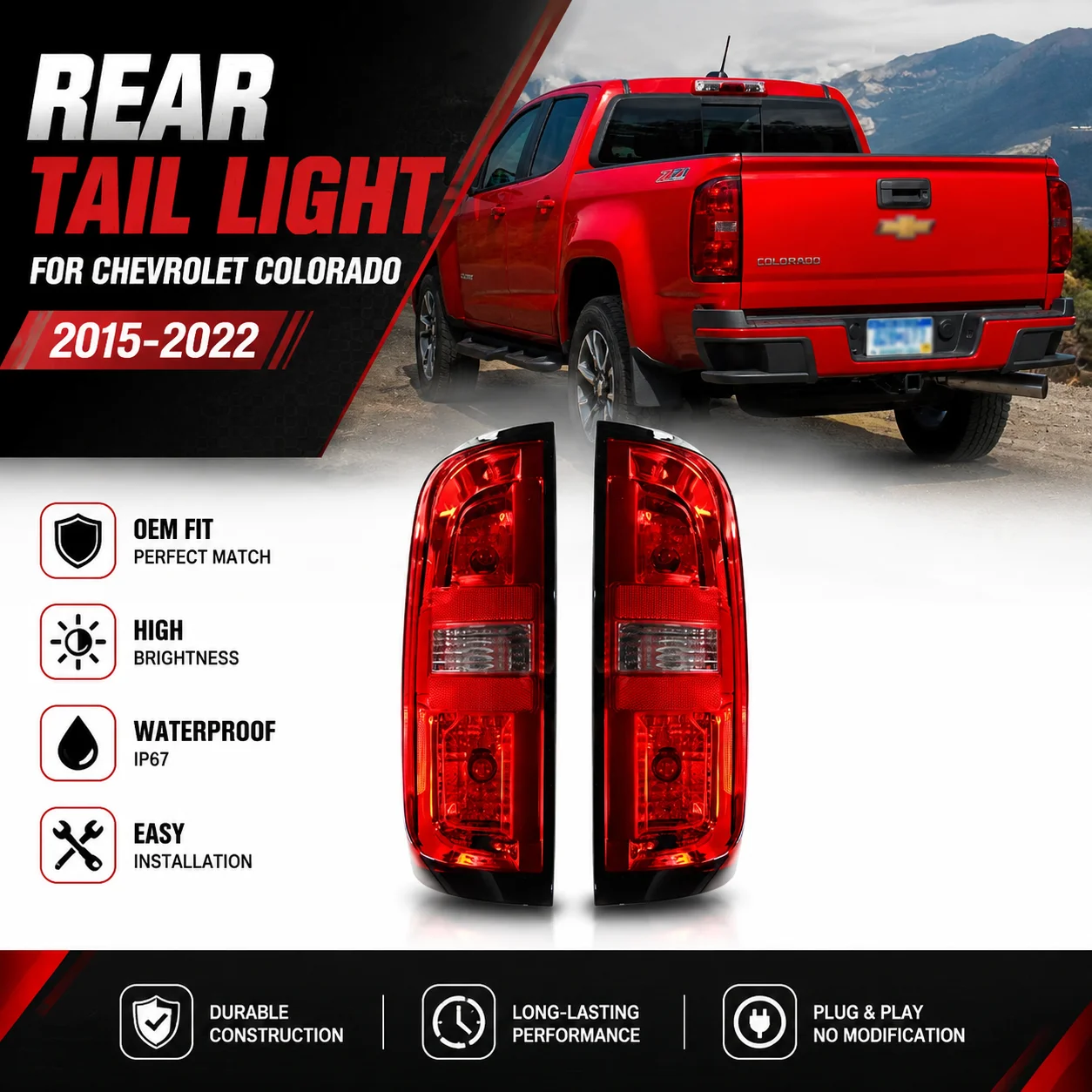 Car Tail light Rear Bumper Light Stop Brake Lamp Turn Signal Warning For Chevrolet Chevy Colorado 2015-2022