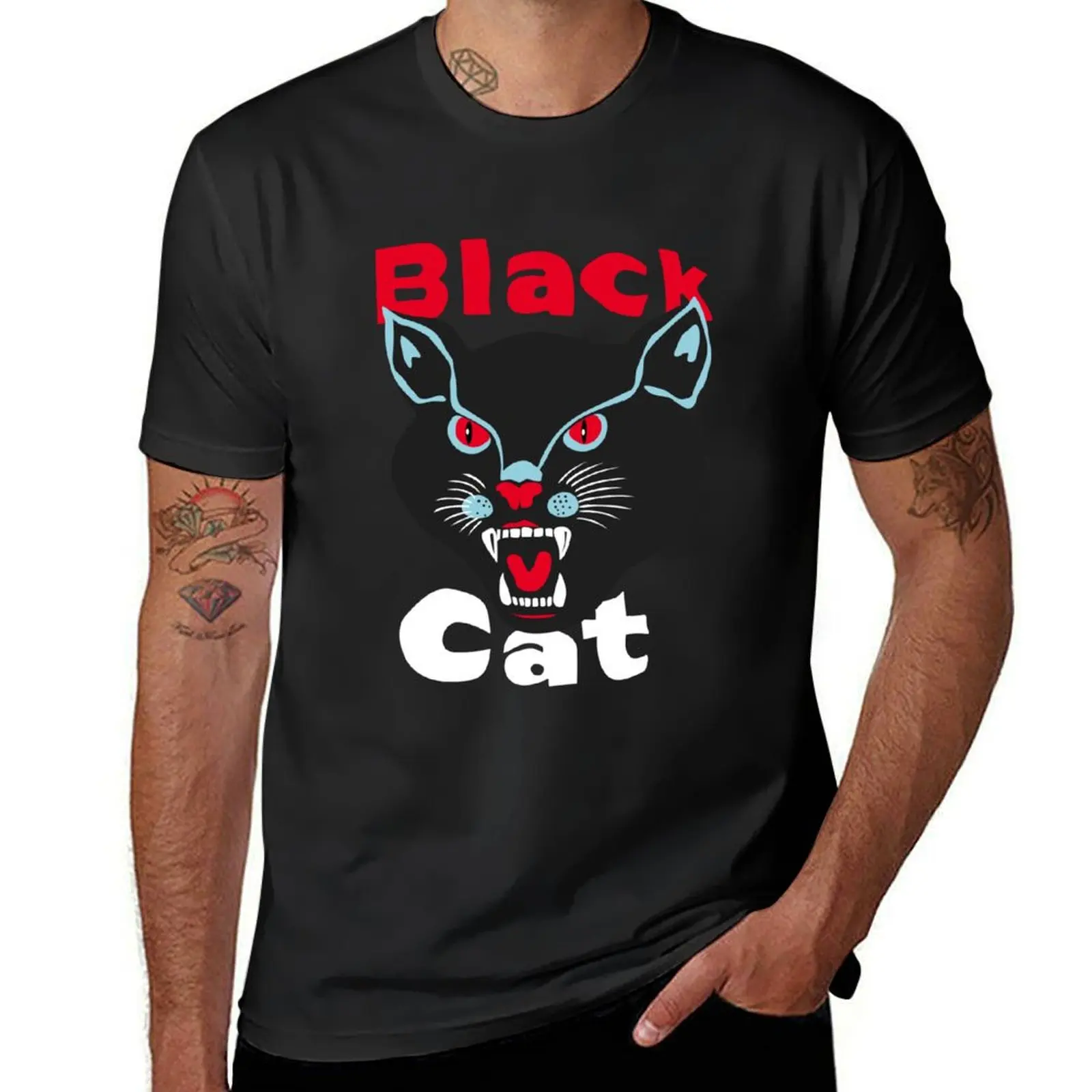 Black Cat T-Shirt summer clothes summer tops plus sizes quick-drying mens graphic t-shirts funny