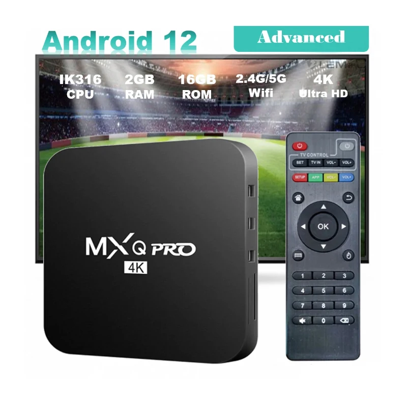 MXQ PRO TV Box Android 12 2.4/5G Dual-WIFI 4K HD H.265 3D Video Media Player Home Theater For Netflix TV Set Top Box EU Plug