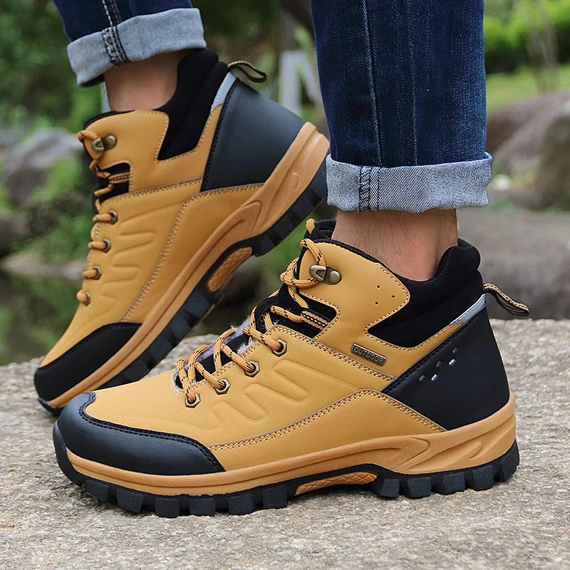 

Men Hiking Shoes Outdoor Lace-up Anti-slip Wear-resistant Ankle Boots Men High-top Boots Men Breathable Casual Sports Shoes Men