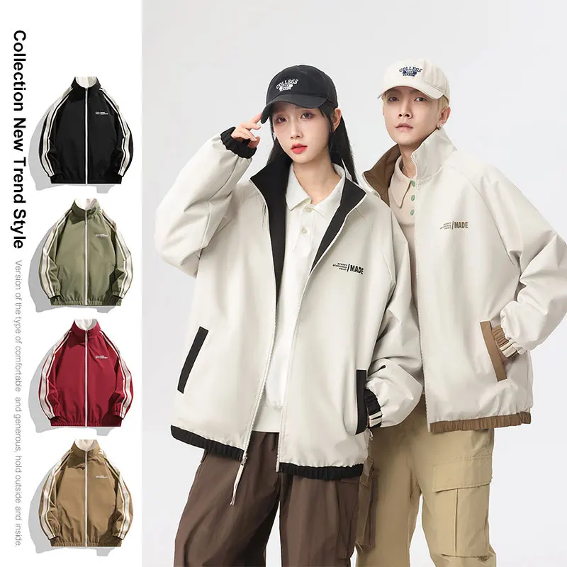 New Jacket Two-sided Long Sleeve Outdoor Men Coats Women Reversible Windproof Coats Splashproof Double-Sided Jackets Couple Top