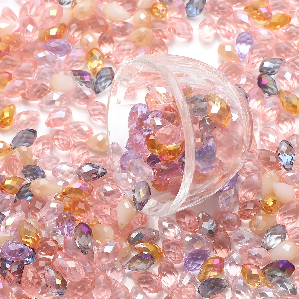 30 stks/partij Groen Kristalglas Facet Teardrop Losse Kralen Ambachten 8x13mm voor Sieraden Maken Ketting Kledingstuk DIY accessoires