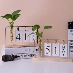 Modern DIY Perpetual Calendar Funny Hydroponic Flipping Countdown Calendar Simple Reusable Wooden Display Calendar