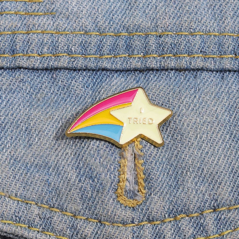 Tired Falling Star Pines Lapel Badges Funny Jewelry Gift for Kids Friends Shooting Star Enamel  Brooch Custom i