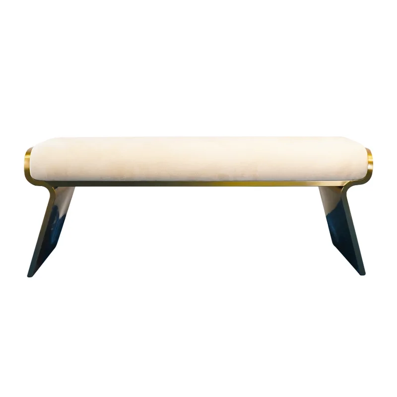 

Light luxury household shoe changing stool, long stool at the entrance, bedroom, bedside stool, leather art sofa, long low stool