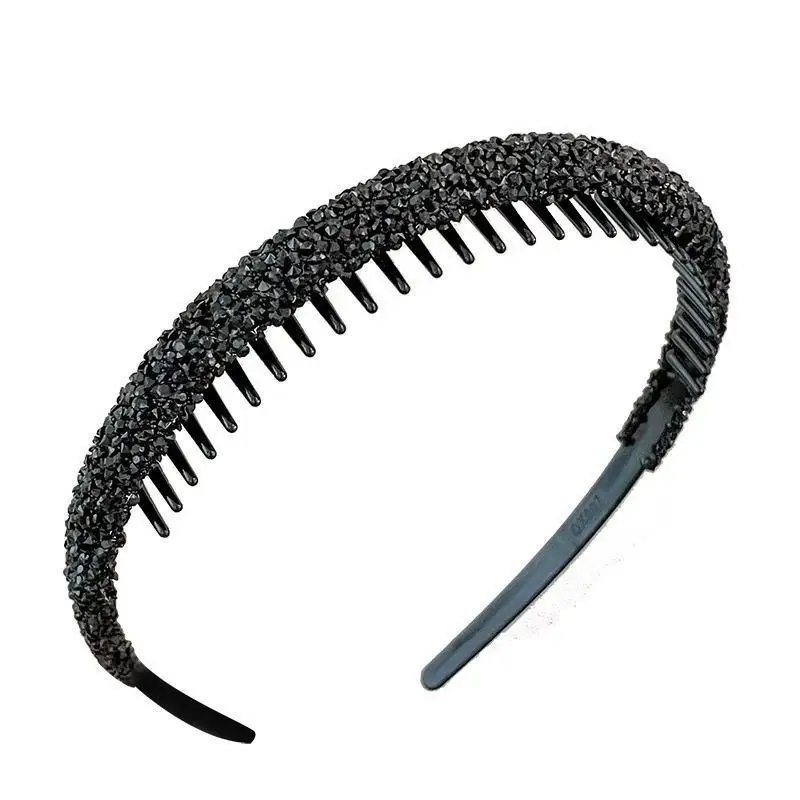 Rutschfeste, mit Strasssteinen besetzte, gezahnte elastische Haarreifen für Frauen, glänzende Luxus-Haaraccessoires – Detail 10
