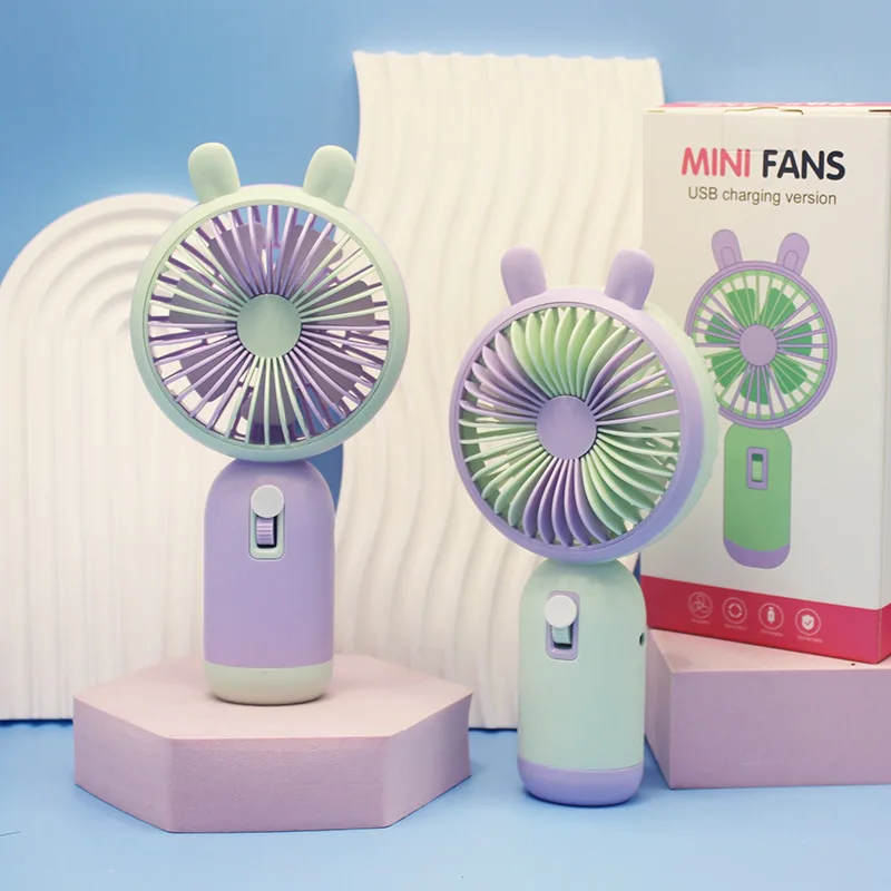 

USB Charging Big Wind Power Handheld Fan Portable Portable Small Fan Cartoon Mini 7 Blade Electric Fan