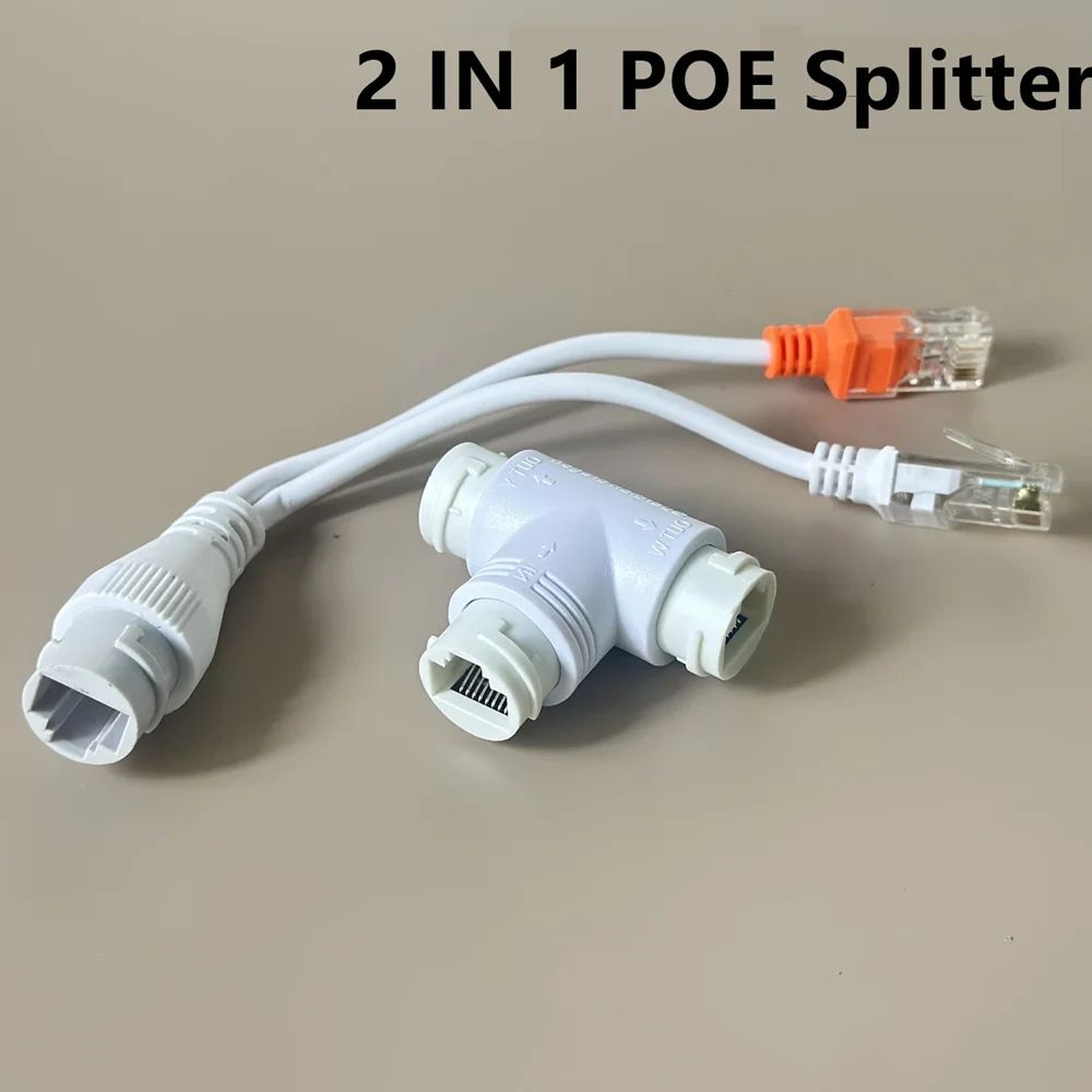 2 IN 1 POE Splitter CCTV Accessories Three Way RJ45 Head POE Adapter Cable For IP Camera Install