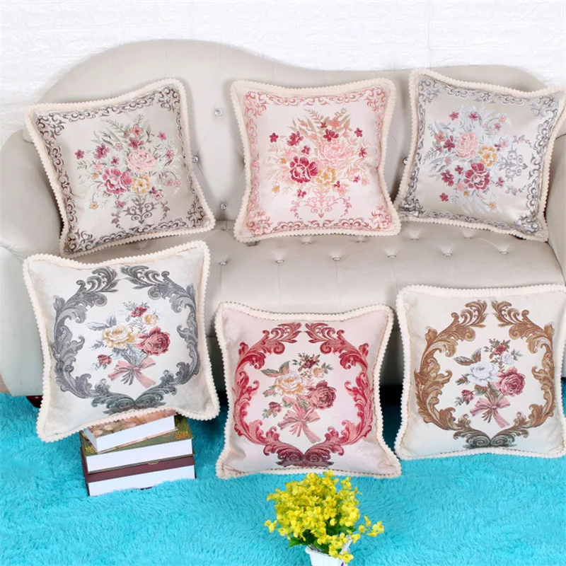 

45x45cm Classic Flower Jacquard Sofa Chair Seat Cushion Cover Home Car Office Decorative Pillow Case