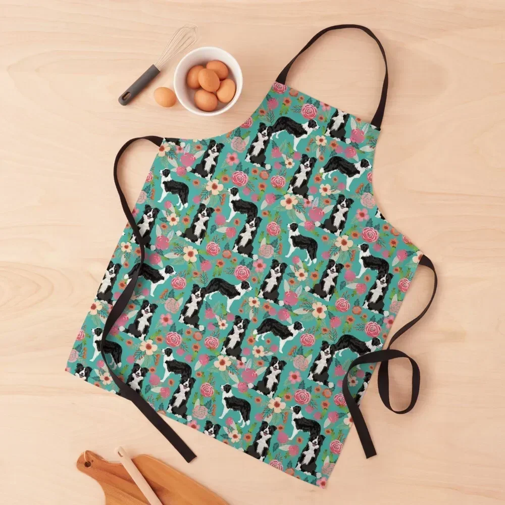 

Border Collie florals pattern - cute dog design, dog, Border Collie Apron Kitchen For Women Nursing Apron